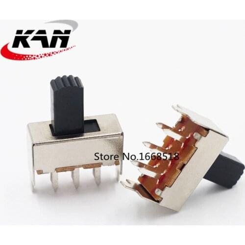 50PCS SS-22F08 2P2T Double pole double throw 2 position slide switch DIP 6 pin verticle type with 2 fixed pin