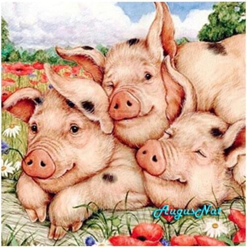 Pigs diamond painting full square family wall art diamond embroidery decor diamond dots painting animals mosaic pictures gift