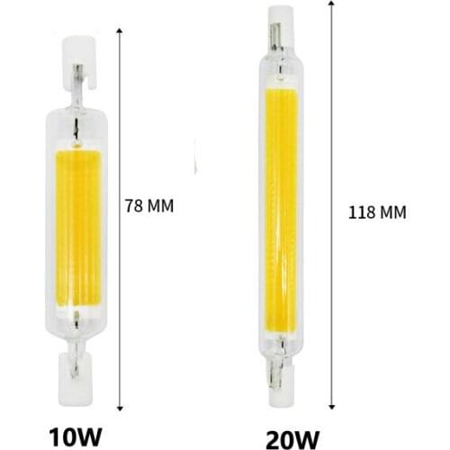 Dimmable R7S LED COB Light Bulbs Glass Tube Floodlight 78mm 118mm 10W 20W Cool/Warm/Natural White 220V 110V Replace Halogen Lamp