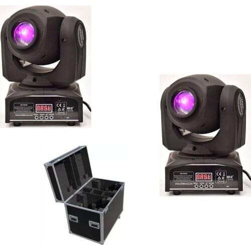 Flight Case with 2 pieces/lot LED 30W Spot Light DMX512/Master-Slave/Auto Run/Sound controller Moving Head Light DJ/Bar/Disco