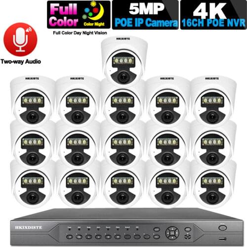 H.265 CCTV Security Camera System Kit POE 16CH 5MP NVR Kit Color Night Vision Indoor 8CH 4K Video Survrillance Ip Camera System