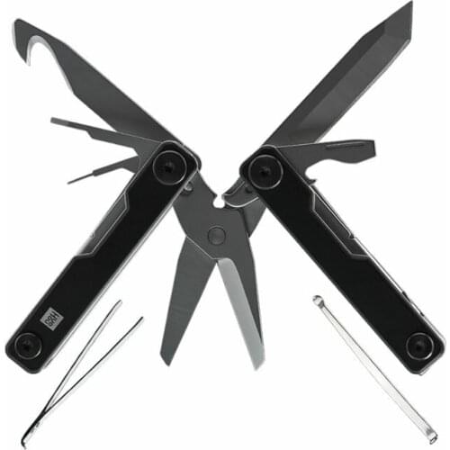 HUOHOU 10 in 1 Folding Multi-function Tool EDC Knife Blade Screwdriver Can Opener Scissor Nail File Tweezer Ear Pick