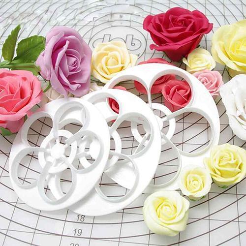 TooL Cake Rose Portable 6Pcs Fondant Flower Cookie Mould Gum Paste Cutter
