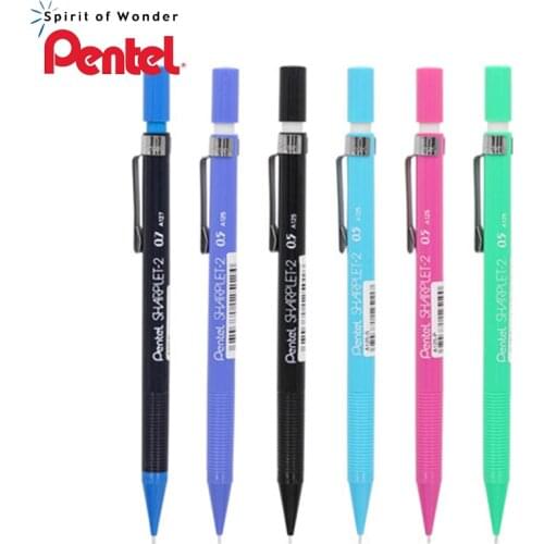 10 Pieces Pentel Sharplet-2 A125-P Mechanical Pencil menurut pensil bergerak 0.5mm Japan Black/Blue/Green/Light Blue/Pink Color