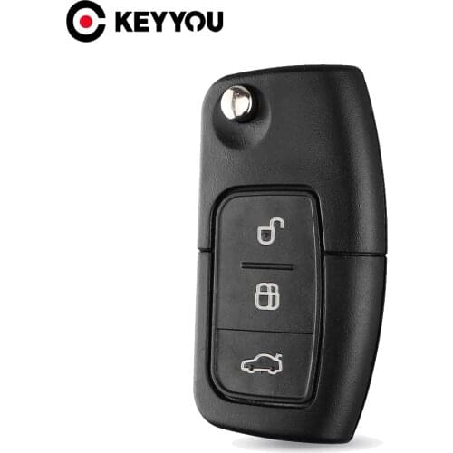 KEYYOU 10X 3 Button Flip Folding Modified Uncut Car Blank Key Shell Remote Fob Cover for Ford Focus Fiesta C Max Ka