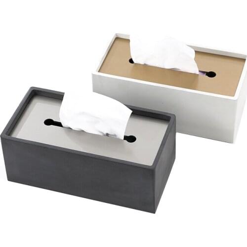 Classic industrial style concrete home decoration tissue box Modern Luxury art organize cement tissue boxs