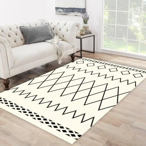 White color black shape ethnic patterned carpet modern carpet rug free shipping soft textured carpet