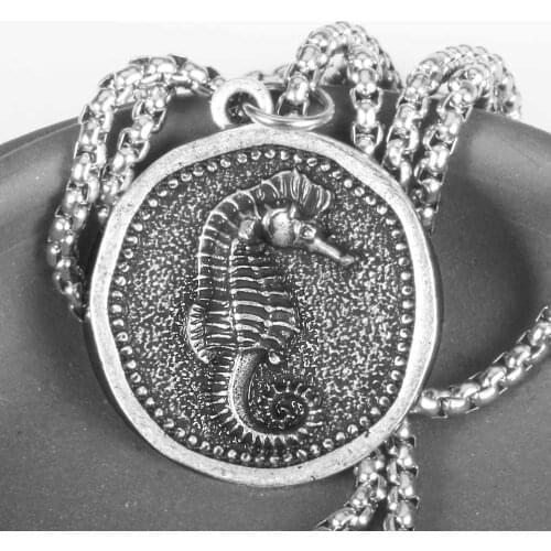 Hippocampus Creature Pendant Sea Horse Jewelry Mythological Monster Dream Of Sea Marine Necklace