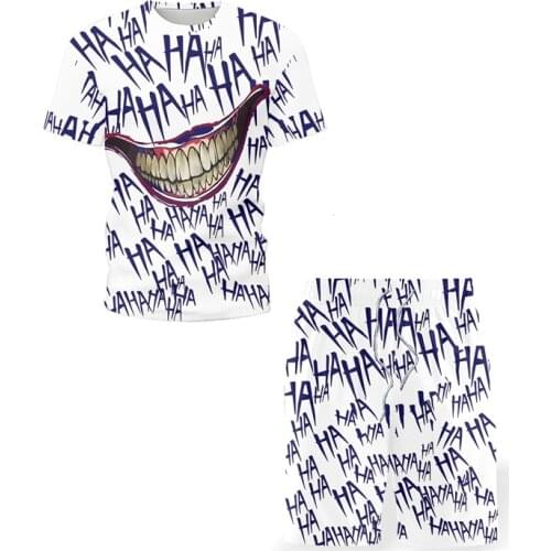 2021 Summer Fashion New Mens Sets Devil Mouth Casual T-Shirt Sport Shorts Chic Outdoor Sportswear Street High Street Harajuku