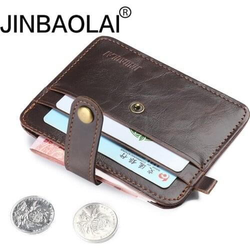 Mini Wallets Hasp Small Purse Leather Wallet Men Purses Male Clutch Women Crazy Horse Leather Vintage Style New