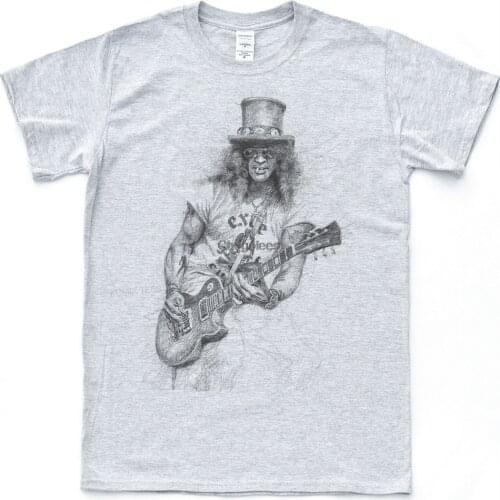 Slash Sketch Custom Mens T-shirt Rock Music Guns Velvet Roses Tee Indie Music Revolver Tops