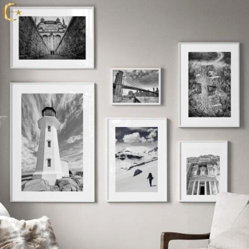 Bridge Lighthouse Taj Mahal New York City Wall Art Canvas Painting Nordic Posters and Prints Wall Pictures for Living Room Decor