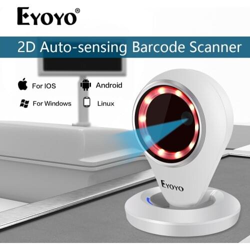 Eyoyo EY-6500 2D QR Desktop Barcode Scanner for supermarket store POS with 1280*1024 CMOS Support Auto Scan GS1-Datamatrix