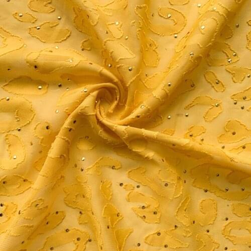 New Leopard Jacquard Cut Flower Chiffon Fabric For Clothing,By The Meter