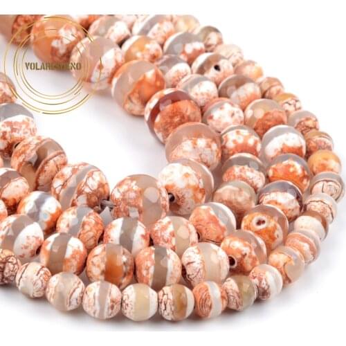 Wholesale Natural Orange Tibetan Dzi Agates Beads 6/8/10mm Round Faceted Spacer Stone Beads For Jewelry Making Diy Bracelet