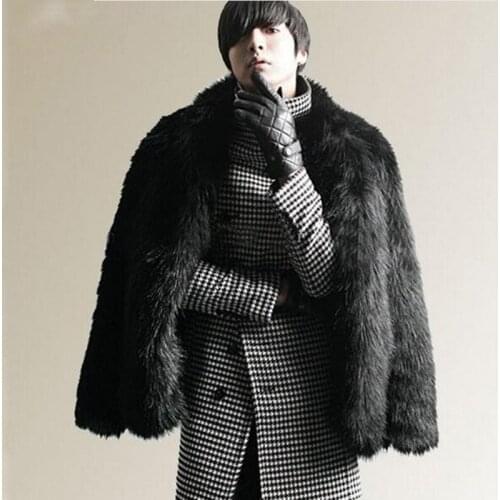 S-6XL European and American New Fashion Winter Clothes Mens Faux Fur Coat 2018 Overcoat Male Imitation Fox Fur Coat