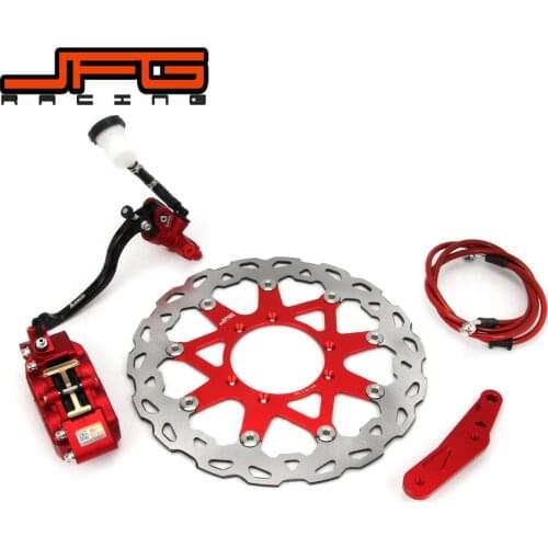 Motorcycle Front Brake System Lever Master Cylinder Hose 4 Pot Caliper Adaptor 320MM Disc For HONDA CR125 250 CRF250R 450R CRF