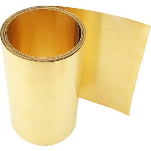 1PC Brass Metal Thin Sheet Foil Plate Strip 0.01/0.02/0.03/0.05/0.1/0.2/0.3/0.5mm Thickness x 100mm Width x1000mm Length DIY