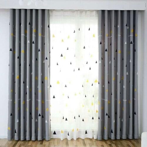 NorthernEuropean-StyleMinimalistCurtains Popular Modern Geometric Triangle Embroidered Blackout Curtains For Living Room Bedroom