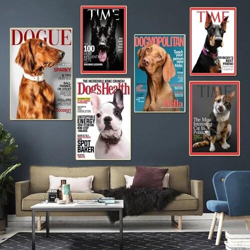 Magazine Cover Poster Pet Portrait Art Print Modern Fashion Dog Canvas Painting Wall Art Picture Living Room Kids Bedroom Decor