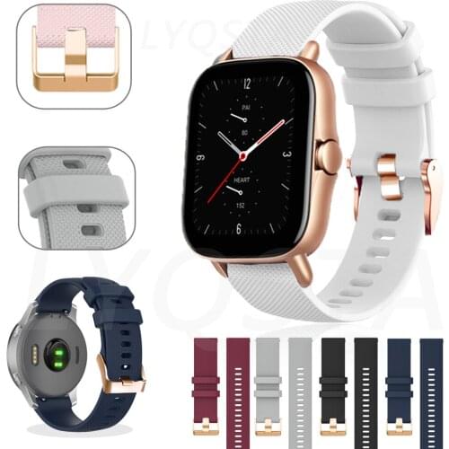 20mm Silicone Band for Galaxy Watch 3 41mm/42mm/Gear S2 Classic Straps For Amazfit GTS 2E/Amazfit GTR 42mm/ Bip U S Wristband