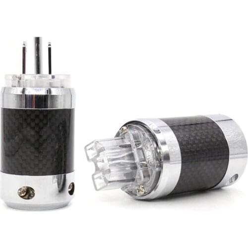 Without Logo Carbon Fiber Rhodium Plated US Power Plug Connector HIFI IEC Female plug
