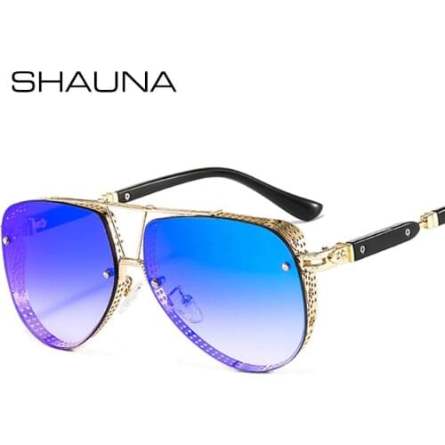 SHAUNA Vintage Gothic Steampunk Sunglasses Women Retro Metal Pilot Punk Shades Men UV400