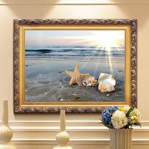 Sunny Beach Starfish Shell Mediterranean Style DIY 5D Diamond Painting Art Full Drill Cross Stitch Kits Home Decor