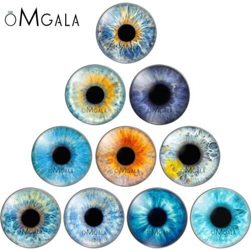 In Pairs Mixed with 8mm 10mm12mm 18mm 20mm 25mm Round Dragon Eyes Glass Cabochon Flatback Photo Cameo DIY Accessories 10pcs/lot