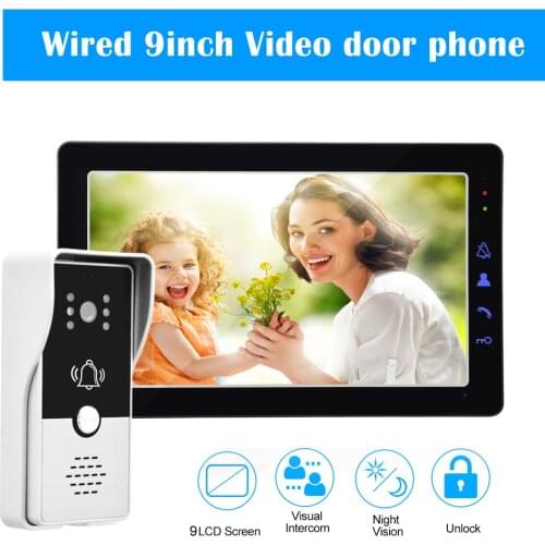 REDEAGLE 9 inch Color Video Door Phone intercom Doorbell Sytem with Touch Button LCD Monitor 1200TVL IR Outdoor Call Camera