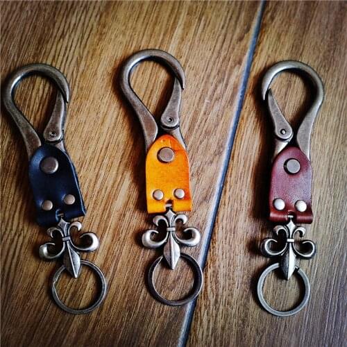 K-4 vintage leather Key Ring Wallets smart key holder collector housekeeper key organizer