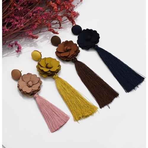 Dangle Earrings Female Long Tassel Large Flower-shaped Drop Earrings Bohemian Chandelier Boho GIft Jewelry
