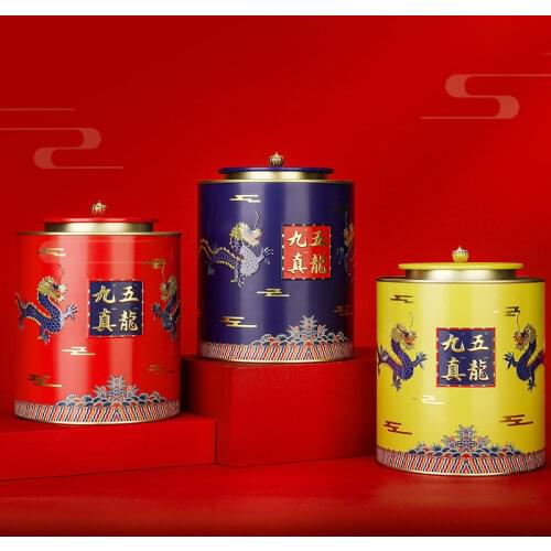 High-end General Tea Packaging Cans Chinese Style Dragon Large Tinplate Container Sealed Storage Container for Tea