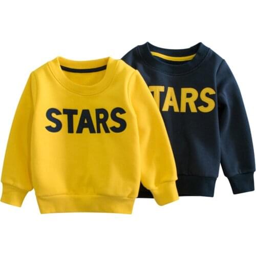 Baby Boys Winter Sweatshirts Long Sleeve Warm Tops Kids Toddler Plus Velvet Pullover Letters Hoodies Childrens Clothing