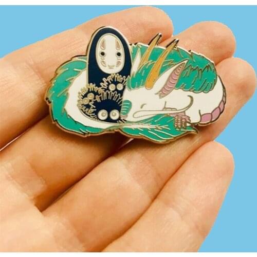 No Face Soot Sprite Haku Dragon Enamel Brooch Pin Backpack Hat Bag Collar Lapel Pins Badges Women Mens Fashion Jewelry Gifts
