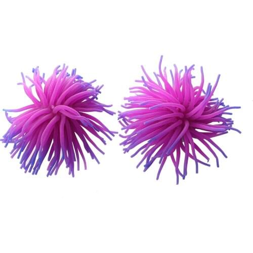 2 x Silicone Ceramic Aquarium Fish Tank Coral Ornament Decoration--Purple