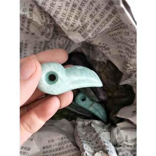 4-6cm beautiful natural amazonite bird skull green amazon stone crystal bird skull pendant healing for gift