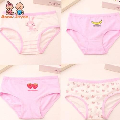 4pc/Lot Girl Triangle Underwear Pure Cotton Baby briefs Underpant Soft Shorts Suit 2-10Years