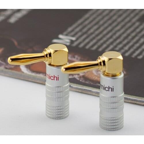 4 pcs Banana Plug Audio Speaker Connector 90 Degree straight angle Plug Audio Jack Gold Plated Speaker Terminals Adapters