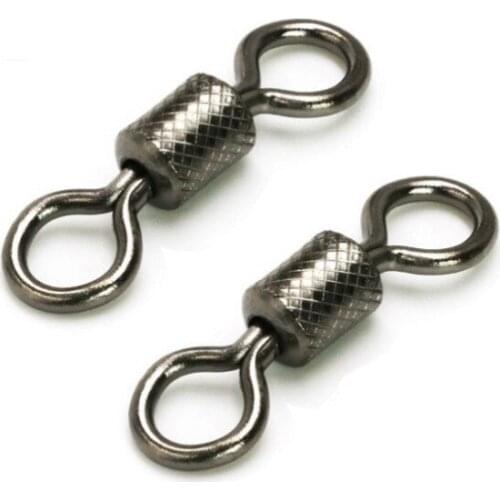 50PCS Fishing Swivels Knurling Connector Ball Bearing Swivel With Safety Snap Solid Rolling Rings