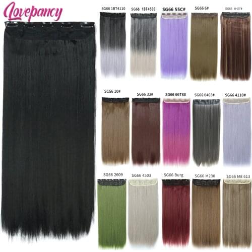 60cm Long Straight Women Clip in Hair Extensions Black Brown High Tempreture Synthetic Hair Piece Eunice Hair