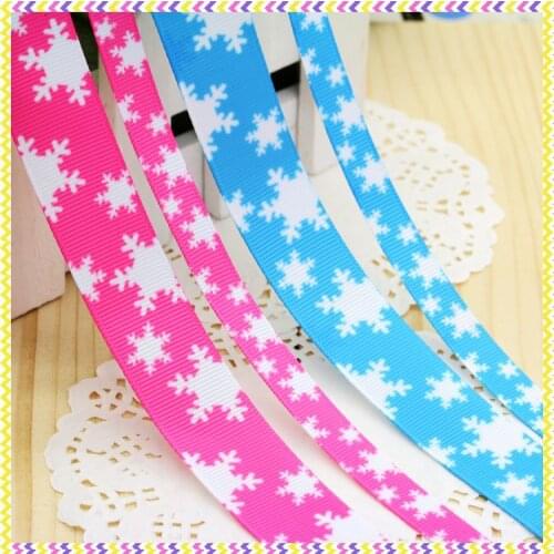Free shipping Snowflake 4 options printed grosgrain ribbon hairbow headwear party decoration diy wholesale OEM P3571