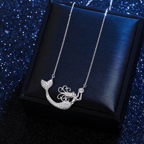 Brillian 2020 new AAA zircon Mermaid lady Necklace copper chain wedding Valentines Day Jewelry Gift Jewelry LY-40073