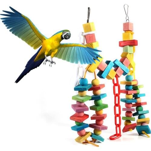 Pet Bird Colorful Parrot Cage Wood Chew Bite Hanging Swing And Rest Toys Pet Bird Hanging Swing Pet Supplies