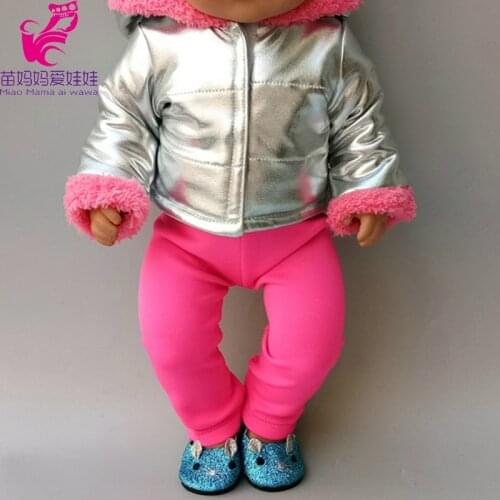 Baby Bon Doll Clothes silver fur hoodied coat 18 Inch girl Doll clothes jacket ltights Girl Christmas Gift