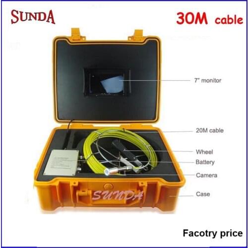 Drain Pipe Inspection Camera System Equipment 7" LCD Monitor 30m Cable 12pcs led lights waterproof ip68 fiberglass cable ABS BOX