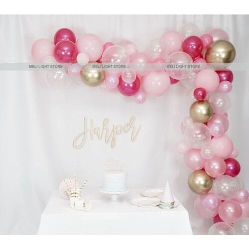 Balloon Garland DIY Kit Chrome Gold Confetti Pink Latex Balloons Birthday Bridal Shower Baby Shower Wedding Party Decor Supplier