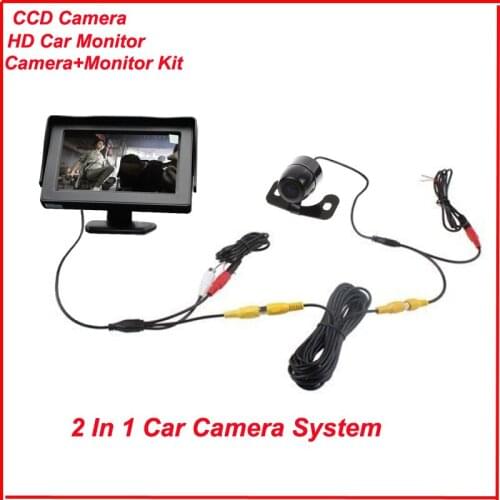 HD Video Auto Parking Monitor, LED Night Vision Reversing CCD Car Rear View Camera With 4.3 inch Car Rearview Mirror Monitor