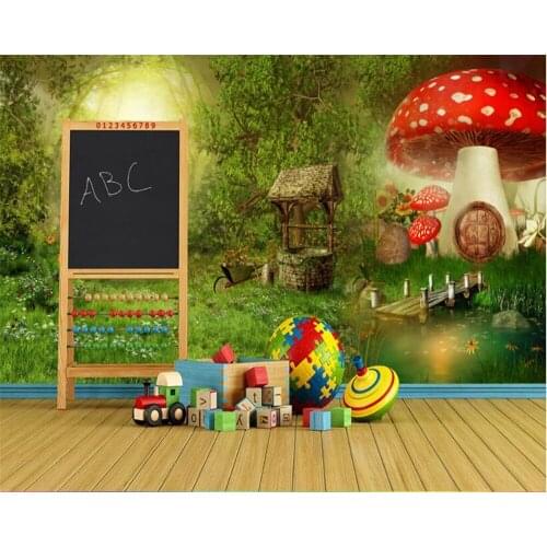 Beibehang Interior High School Decorative Wall paper Forest Mushroom Kids House Mural Background papel de parede 3d wallpaper
