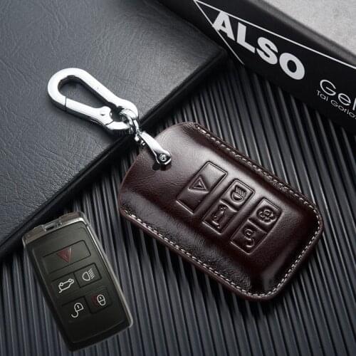Leather Key Fob Cover Case for Land Rover 2018 Range Rover Sport New Discover 5 Key Holder Glove Auto Accessories